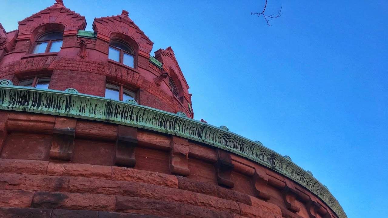 A Red Building In Blue